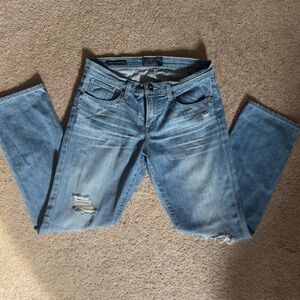 Lucky Brand Sienna Weekender Crop Jeans Mid Rise 6/28 Distressed Straight Leg